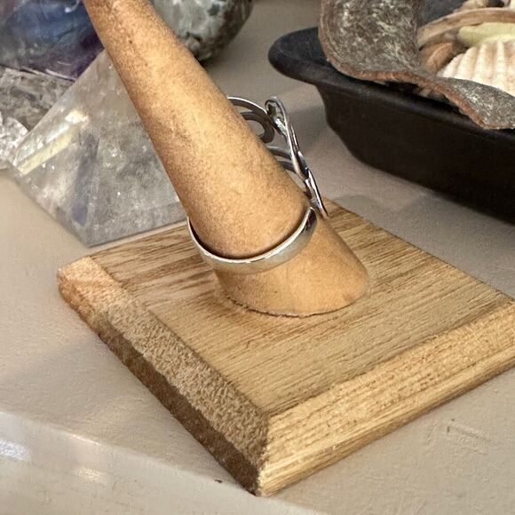 Sterling Silver Swirl Adjustable Statement Ring-Artsy Modern Design - Picture 7 of 7